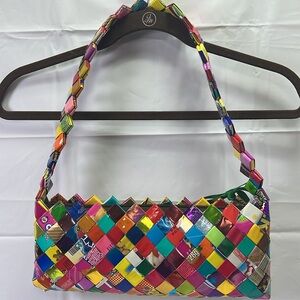 Colorful Wrapper Shoulder Purse Zip Closure